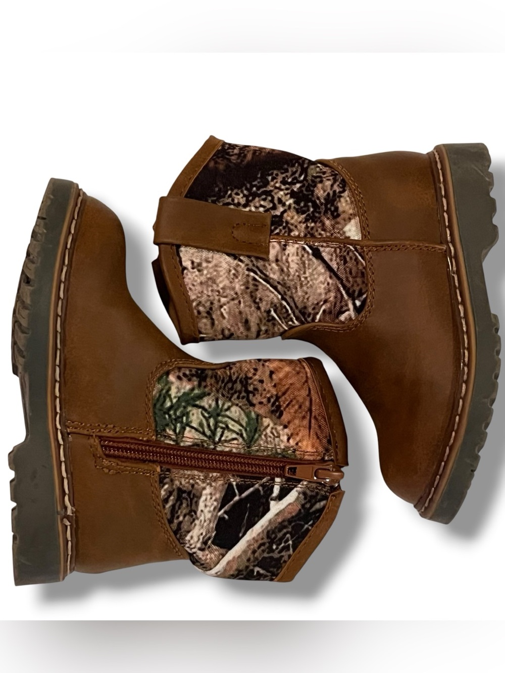 Mountain Creek Terrain Kids Size 6M Brown Camo Western Boots Side Zip Cowboy D-8